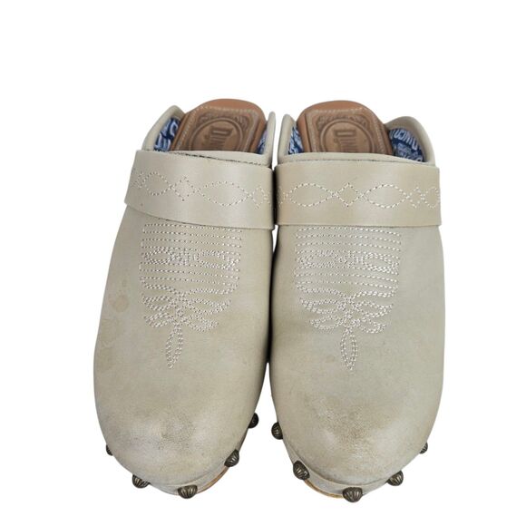 Dingo Deadwood Western Clogs Sand Beige Wood Platform Sz 6.5 M Studded Cowgirl - Picture 6 of 15